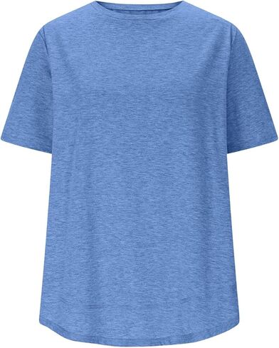 Women's Workout Tops Short Sleeve Sun Protection Shirts Trendy Spring Summer Crewneck Athletic Yoga Tees Curved Hem in Saudi Arabia