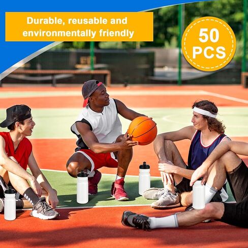 50 قطعة من زجاجات المياه الرياضية سعة 20 أونصة من زجاجات المياه المضغوطة بكميات كبيرة، زجاجات مياه بلاستيكية قابلة لإعادة الاستخدام وخالية من مادة BPA، زجاجات مياه فارغة للأحداث الرياضية الكبرى للأولاد والبنات والبالغين in Saudi Arabia