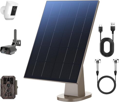 8W Solar Panel for Trail Camera with Build-in 72Wh Rechargeable Battery, Comes with 360°Adjustable Mounting, 6V/12V DC & USB-C Port for Outdoor Camera, Trail Camera, Type-C Device IP66 Waterproof in Kuwait