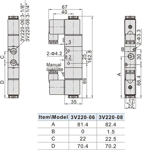 1 قطعة 3V220-08 هوائي صمام الملف اللولبي الهوائي 3/2 طريقة AC220V DC24V AC110V AC12V DC12V صمامات كهرومغناطيسية مغلقة عادة (3V220-08 فقط ، AC24V) in Saudi Arabia