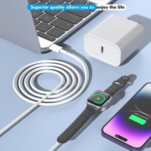 كتلة شحن سريعة لشاحن iPhone بطول 6 أقدام/10 أقدام/10 أقدام، قابس شاحن حائط وسلك كابل USB C طويل إلى Lightning، صندوق مكعب شحن من النوع C لهاتف Apple iPhone 14 Pro Max/14/13/13 Pro/12 Mini/11 Pro/XS /XR in Kuwait