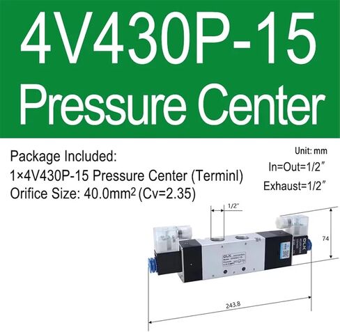 1 قطعة 4V430C-15 4V430E-15 4V430P-15 3 موقف 5 ميناء الهواء الملف اللولبي صمامات صمامات التحكم الهوائية (فقط 4V430C-15 ، DC24V) in Kuwait