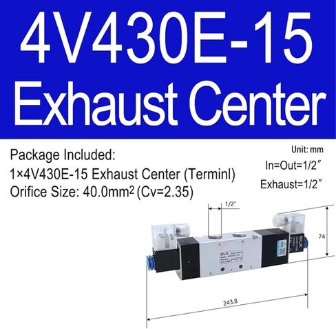 1 قطعة 4V430C-15 4V430E-15 4V430P-15 3 موقف 5 ميناء الهواء الملف اللولبي صمامات صمامات التحكم الهوائية (فقط 4V430C-15 ، DC24V) in Kuwait