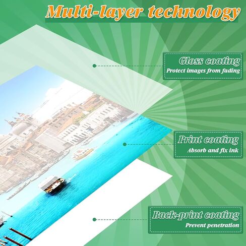 Lokunn 110 Sheets Photo Paper Glossy, Photo Paper 3.5 * 5, 4x6, 5x7, 8.5x11 inch, Suitable for Dye Inkjet Printers. Convenient for Home Use. Can Print Photos, Advertising Covers, Recipe Cards in Kuwait