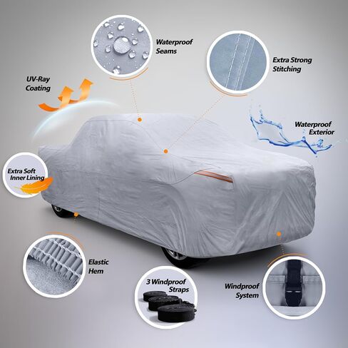 Autotech Park Waterproof All Weather Car Cover Compatible with 2020-2025 Jeep Gladiator, Heavy Duty Outdoor/Indoor Protection, Max Protection from Sun Rain Wind & Snow in Saudi Arabia