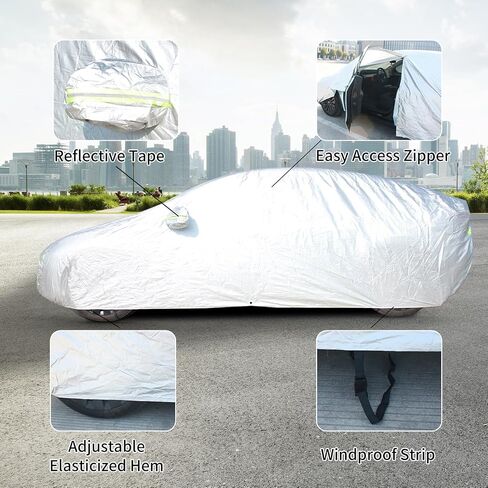 Car Cover Waterproof All Weather Outdoor, Full Exterior Cover for Automobiles, Rain Sun UV Protection Windproof, Scratch Resistant, Breathable, Dustproof (Fits 206"-215" SUV) in Saudi Arabia