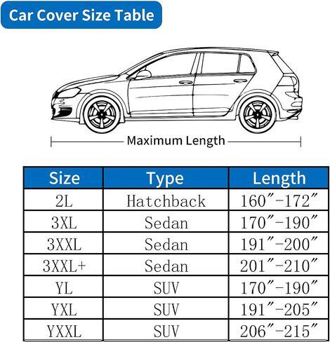 Car Cover Waterproof All Weather Outdoor, Full Exterior Cover for Automobiles, Rain Sun UV Protection Windproof, Scratch Resistant, Breathable, Dustproof (Fits 206"-215" SUV) in Saudi Arabia