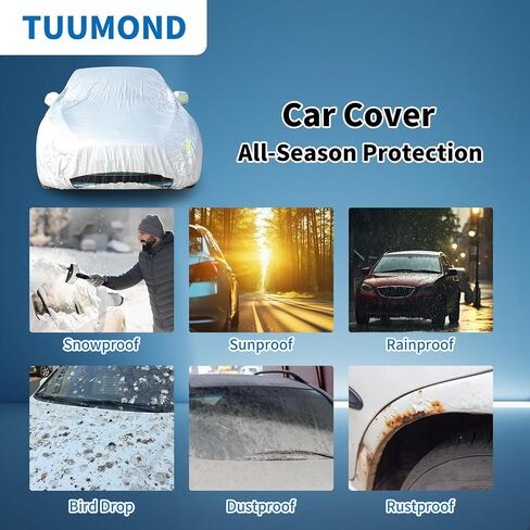 Car Cover Waterproof All Weather Outdoor, Full Exterior Cover for Automobiles, Rain Sun UV Protection Windproof, Scratch Resistant, Breathable, Dustproof (Fits 206"-215" SUV) in Saudi Arabia