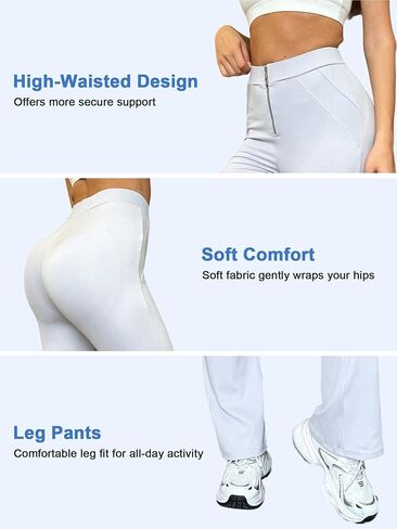 High Waist Flared Pants for Women, Blue Zipper Casual Bell Bottom Trousers for Casual Outings & Parties(Cloudgray S) in Saudi Arabia
