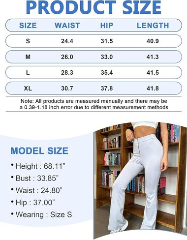 High Waist Flared Pants for Women, Blue Zipper Casual Bell Bottom Trousers for Casual Outings & Parties(Cloudgray S) in Saudi Arabia