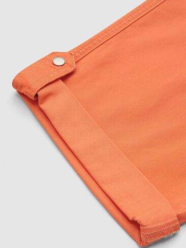 Flamingals Straight Leg Capris Pants for Women Mid Waist Casual Roll Hem Dual Button Pants in Kuwait