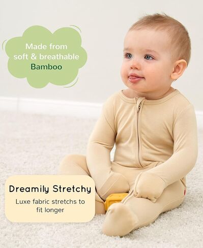 Footless Pajamas Baby Boy Girls, Viscose from Bamboo Baby Pajamas, Two Way Zipper Sleepers, Newborn Pjs in Kuwait