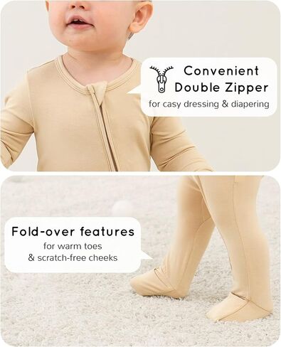 Footless Pajamas Baby Boy Girls, Viscose from Bamboo Baby Pajamas, Two Way Zipper Sleepers, Newborn Pjs in Kuwait