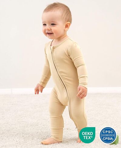 Footless Pajamas Baby Boy Girls, Viscose from Bamboo Baby Pajamas, Two Way Zipper Sleepers, Newborn Pjs in Kuwait