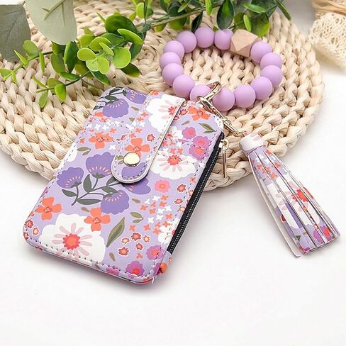 Women's Boho Beaded Wallet,Boho Style Beaded Tassel Keychain Wallet,Wristband Accessories with Flower Fruit Pattern in Saudi Arabia