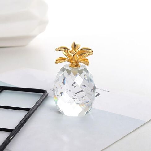 DECHOUS Crystal Pineapple Figurine: Clear Mini Pineapple Statue Decor for Home Table Accents Living Room Office Desk Housewarming in Saudi Arabia