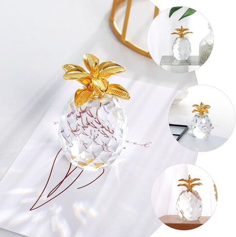 DECHOUS Crystal Pineapple Figurine: Clear Mini Pineapple Statue Decor for Home Table Accents Living Room Office Desk Housewarming in Saudi Arabia