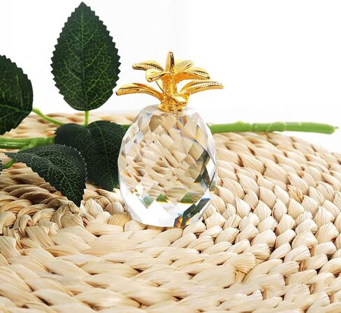 DECHOUS Crystal Pineapple Figurine: Clear Mini Pineapple Statue Decor for Home Table Accents Living Room Office Desk Housewarming in Saudi Arabia