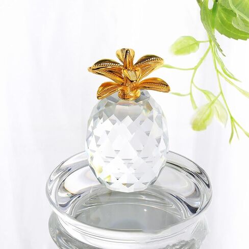 DECHOUS Crystal Pineapple Figurine: Clear Mini Pineapple Statue Decor for Home Table Accents Living Room Office Desk Housewarming in Saudi Arabia