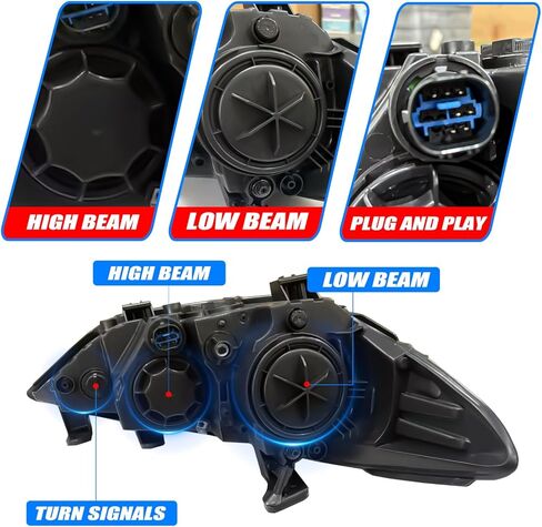 Headlight Assembly Compatible with 2017 2018 Hyundai Elantra w/Bulbs Halogen Headlamp(Left and Right Side) in Kuwait