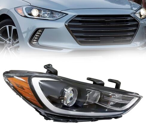مجموعة المصابيح الأمامية متوافقة مع 2017 2018 Hyundai Elantra مع مصابيح الهالوجين الأمامية (الجانب الأيسر والأيمن) in Kuwait