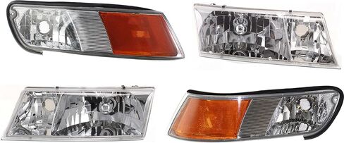 Garage-Pro Headlights Assembly Driver Passenger Side For Mercury Grand Marquis GS LS 1998-2002 Halogen With Bulbs, W/Corner Light Replaces YW3Z13008CB YW3Z13008BB XW3Z15A201AB XW3Z15A201BB in Saudi Arabia