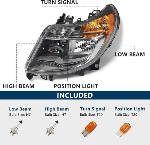 6 Pins Headlight Assembly for Ram ProMaster 1500 2500 3500 Cargo Van 2014-2022 Halogen Headlamp with DRL Right Passenger Side RH 68154588AK CH2503291 in Kuwait