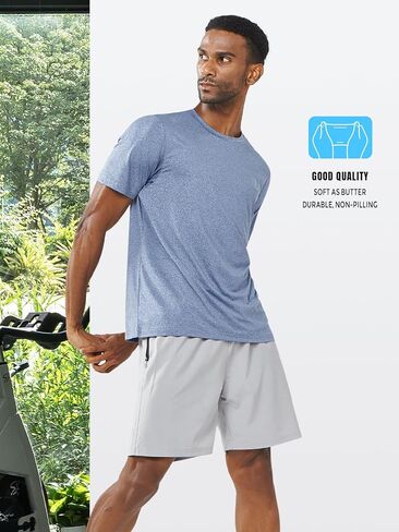 Men's T Shirts Short Sleeve Workout Running Shirts Quick Dry Athletic Gym Top in Saudi Arabia
