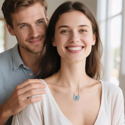 Vintage Horseshoe with Natural Turquoise Necklace 925 Sterling Silver Retro Western Horseshoe Pendant Necklace with 18+2 inch Chain for Birthday Women Gifts in Kuwait