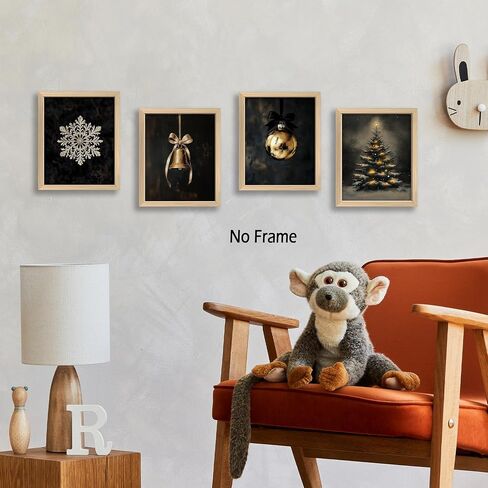 KSDUT Vintage Christmas Wall Art Decor Set of 4 - Retro Winter Snowy Artwork Poster Christmas Tree Deer Snowman Holiday Landscape Wall Decor for Home Farmhouse Bedroom Decorations - 8"x10" Unframed in Saudi Arabia