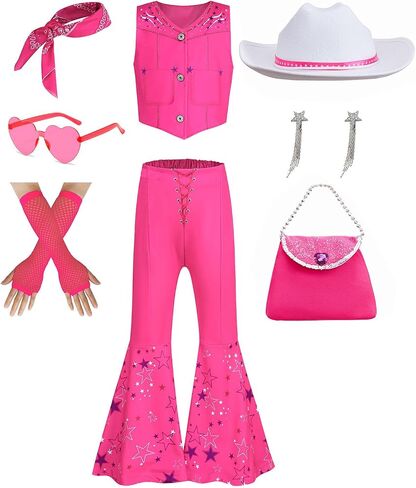 Cow Girls Costume with Accessory Halloween Carnival Apparel Role Play Party Movie Cosplay Clothing 7PCS Set in Saudi Arabia