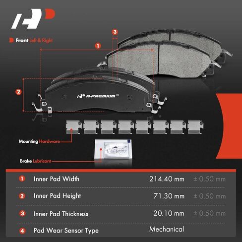 A-Premium Front and Rear Ceramic Disc Brake Pads Set Compatible with Select Dodge and Ram Models - Ram 2500, Ram 3500 2009-2010, 1500 2012, 2500, 3500 2011-2018, with Hardware, 8 Pcs in Saudi Arabia