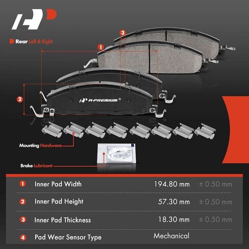 A-Premium Front and Rear Ceramic Disc Brake Pads Set Compatible with Select Dodge and Ram Models - Ram 2500, Ram 3500 2009-2010, 1500 2012, 2500, 3500 2011-2018, with Hardware, 8 Pcs in Saudi Arabia