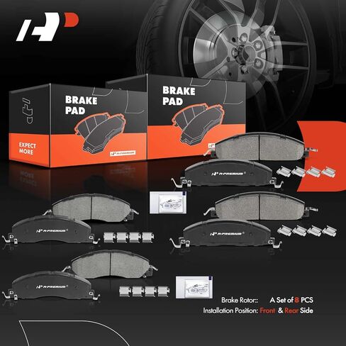 A-Premium Front and Rear Ceramic Disc Brake Pads Set Compatible with Select Dodge and Ram Models - Ram 2500, Ram 3500 2009-2010, 1500 2012, 2500, 3500 2011-2018, with Hardware, 8 Pcs in Saudi Arabia