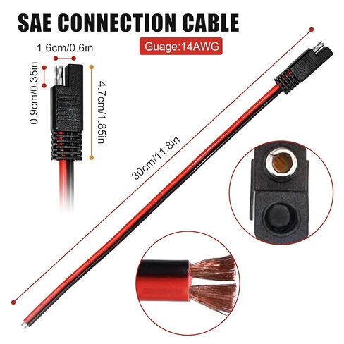 2 Pack 12 Gauge 2 Pin Quick-Disconnect Audiopipe Polarized Wire Harness with SAE Connectors - 12 Inch Heavy Duty Bullet Lead Cable (2 Pack 12 Gauge) in Kuwait