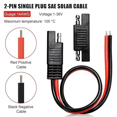 2 Pack 12 Gauge 2 Pin Quick-Disconnect Audiopipe Polarized Wire Harness with SAE Connectors - 12 Inch Heavy Duty Bullet Lead Cable (2 Pack 12 Gauge) in Kuwait