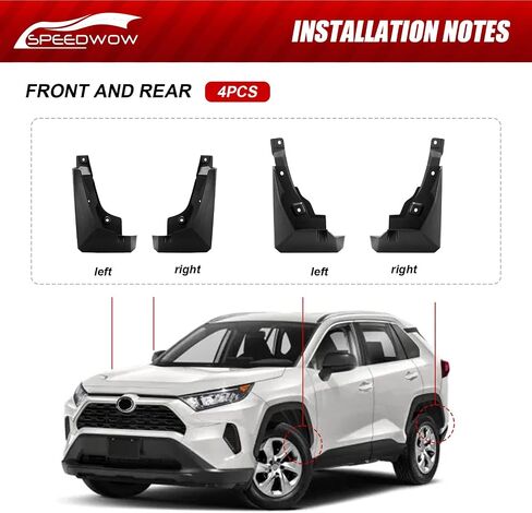 SPEEDWOW Mud Flaps Splash Guards Fit for 2016-2022 Toyota Tacoma with Fender Flares (Except SR Models),Front and Rear Mudflaps Splash Guards 4Piece/Set （No Drilling Required in Saudi Arabia
