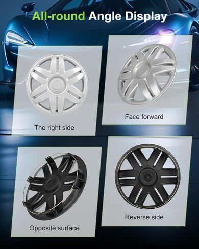 SCITOO 4-Pack Stylish & Tough 13" Silver Hubcaps, Compatible with Cars, Trucks, SUVs in Saudi Arabia
