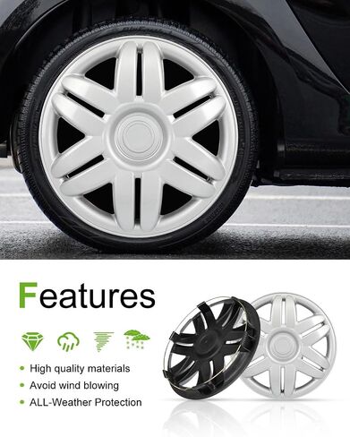 SCITOO 4-Pack Stylish & Tough 13" Silver Hubcaps, Compatible with Cars, Trucks, SUVs in Saudi Arabia