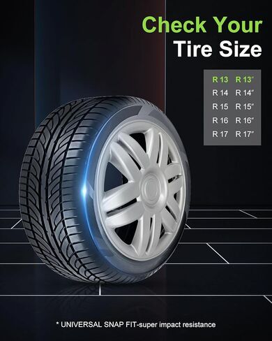 SCITOO 4-Pack Stylish & Tough 13" Silver Hubcaps, Compatible with Cars, Trucks, SUVs in Saudi Arabia