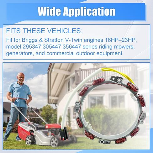 846882 ملف شحن ومولد الجزء الثابت مناسب لمحرك Briggs & Stratton V-Twin 16HP-23HP موديل 295347 305447 356447 Series in Saudi Arabia