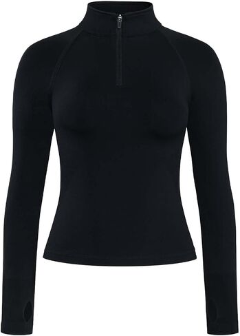 AUROLA Influence Workout Jacket for Women, Half Zip Cropped Slim Fit Long Sleeve Yoga Jackets Athletic Top with Thumb Holes in Saudi Arabia