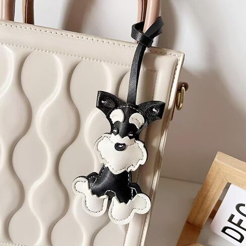 Schnauzer Bag Charm, Cute Dog Keychain for Women, Fashion Puppy Charm for Purse Handbags Bag Accessories PU Key Charms in Kuwait