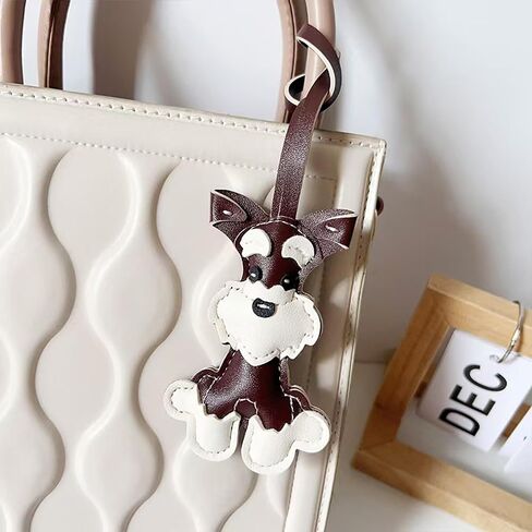 Schnauzer Bag Charm, Cute Dog Keychain for Women, Fashion Puppy Charm for Purse Handbags Bag Accessories PU Key Charms in Kuwait