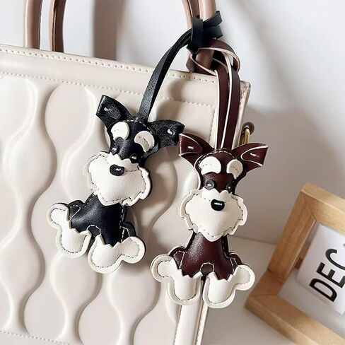 Schnauzer Bag Charm, Cute Dog Keychain for Women, Fashion Puppy Charm for Purse Handbags Bag Accessories PU Key Charms in Kuwait