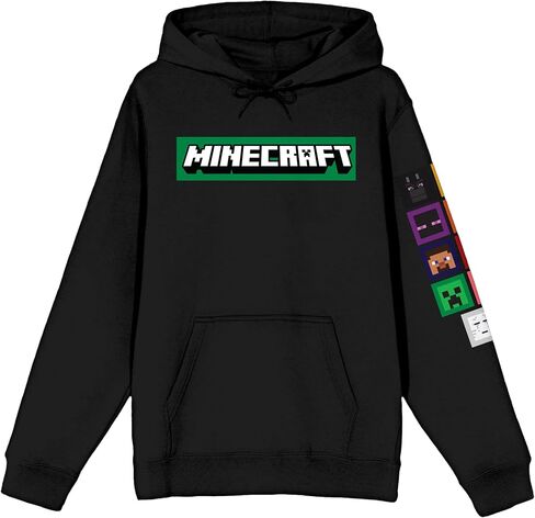 سترة بقلنسوة للبالغين من Minecraft Pixel Art and Logo باللون الأسود للبالغين in Saudi Arabia