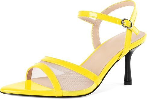 Soireelady Womens Heeled Sandals Mesh Heels Ankle Strap Slingback High Heels Prom Dress Sandals 3 Inches in Saudi Arabia