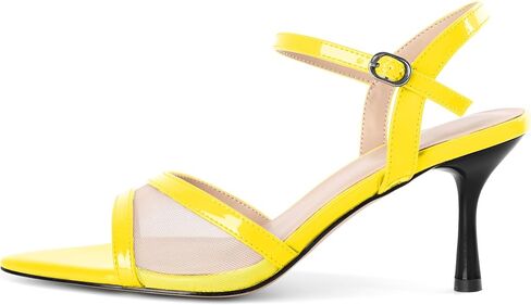 Soireelady Womens Heeled Sandals Mesh Heels Ankle Strap Slingback High Heels Prom Dress Sandals 3 Inches in Saudi Arabia