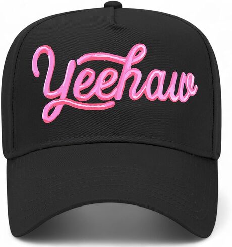 Yeehaw Pink Cursive Vintage Trucker Hat | Premium Adjustable Snapback Baseball Hat for Men & Women in Saudi Arabia