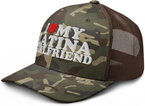 NX Camo I Love My Latina Girlfriend Embroidered Curved Bill Camouflage Trucker Hat Low Crown Adjustable Cap in Saudi Arabia